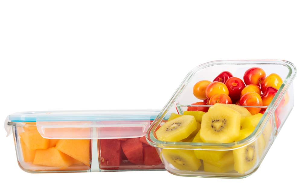 Moss & StoneKitchen Glass Food Storage Containers Set with Lids. (2 Pieces)