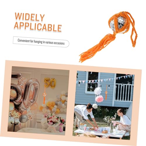 Bola espejada colgante reflectante para decoración de fiestas, eventos retro de música y baile, uso en interiores y exteriores (naranja) miniatura 2