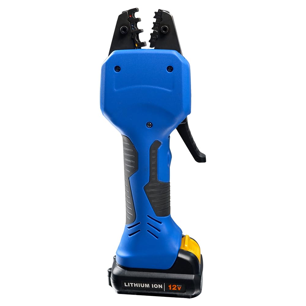 Electric Crimping Tool Battery Prowered for Crimper Plier, Electric Cable Lug Crimper Pliers Cable Crimping Tool with Die, Battery and charger Included