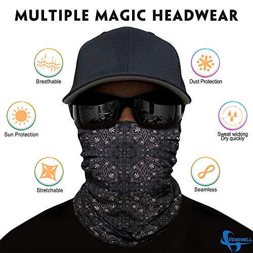 Image of Venswell Neck Gaiter Face Mask Men Women,Seamless Bandana Rave Face Cover Scarf Mask,Balaclava,Headband, Head Wrap,Headwear