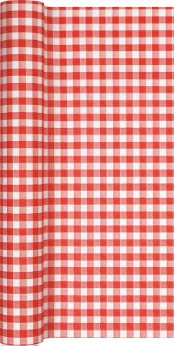 Tischläufer rot weiß kariert Einweg Vichy Karo Papiertischläufer für Party Italienische Deko Hochzeit Oktoberfest Garten & Buffet 40 cm x 4 9 m