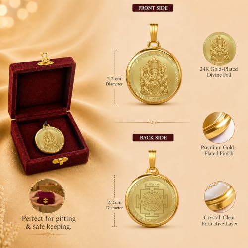 Image of DIVINITI 24K Gold Plated Double-Sided Religious Pendant with Premium Gift Box, Spiritual Locket for Men & Women, Devotional Jewellery for Gifting & Everyday Wear