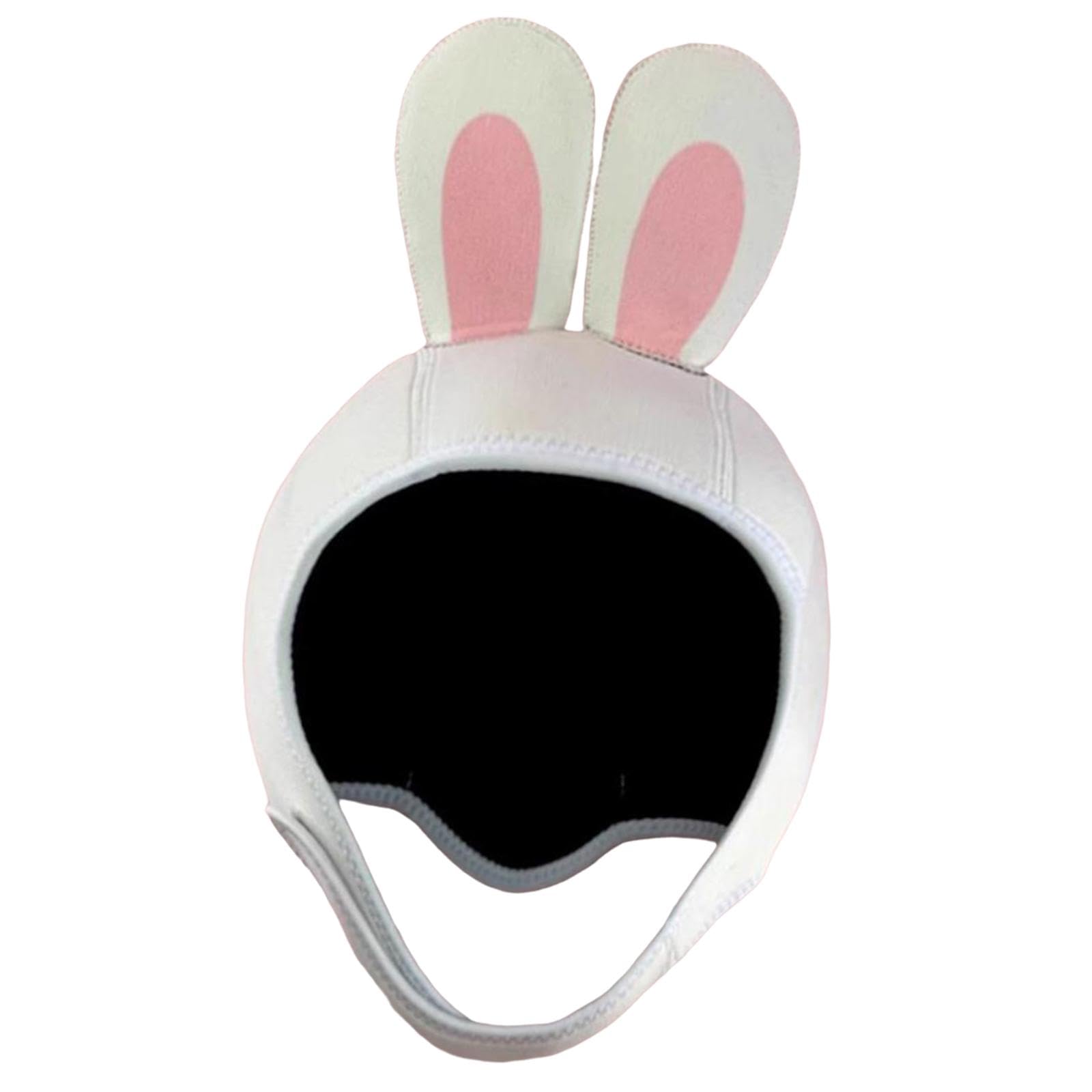 Capucha de buceo de conejo de dibujos animados de neopreno de 3 mm para esnórquel, kayak, invierno, S, rosa y blanco