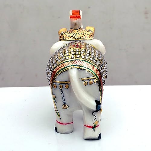 Marble Elephant Large 5 inch Big Size Home Decor Statue for Living Room, Indoor, Front Door, Office, Gifts (Jewelled) — photo — 5 of 9