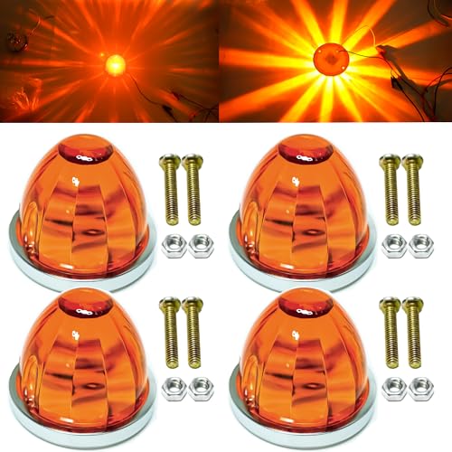 Image of Watermelon Lights, Clear Lens LED Side Marker Turn Signal Lights, Watermelon-Shaped Side Marker Tail Top Cap Roof Lights for Trailer Truck Semi-trailer Heavy-duty Truck (4, amber)
