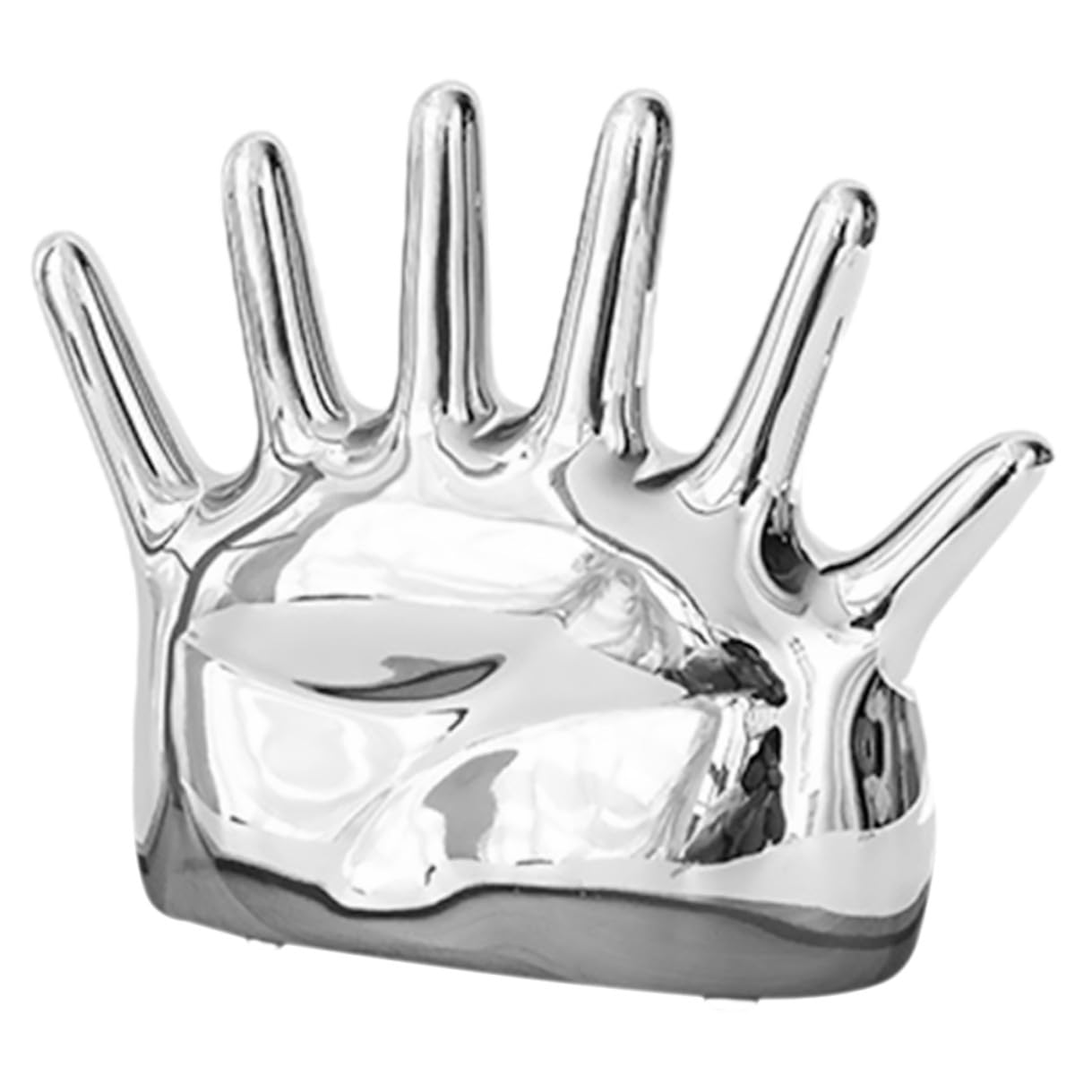 Levemolo Keramik Ringhalter Handform Schmuckständer mit Foto Requisit Funktion Kompakt Silberfarben Schmuck Organizer für Damen Mädchen Dekorativer Schmuckhalter für Kommode und