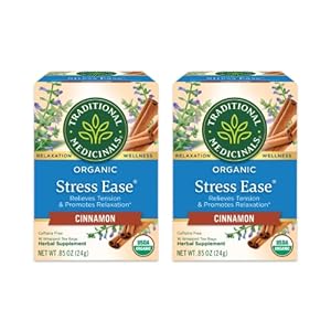 Traditional Medicinals Organic Stress Ease Cinnamon Relaxation Tea, 16 Tea Bags (Pack of 2)