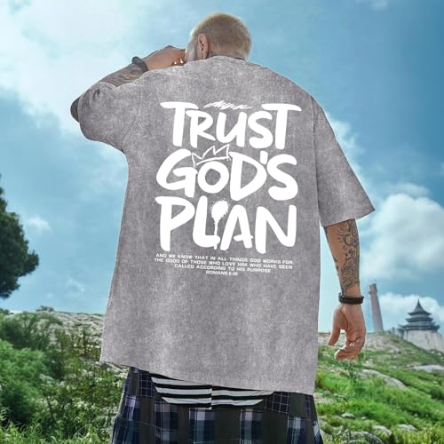 Image of BINTEHGS God Christian T Shirts for Men Jesus Faith Shirt Acid Wash Oversized Tees Bible Verse Graphic Vintage Tshirt