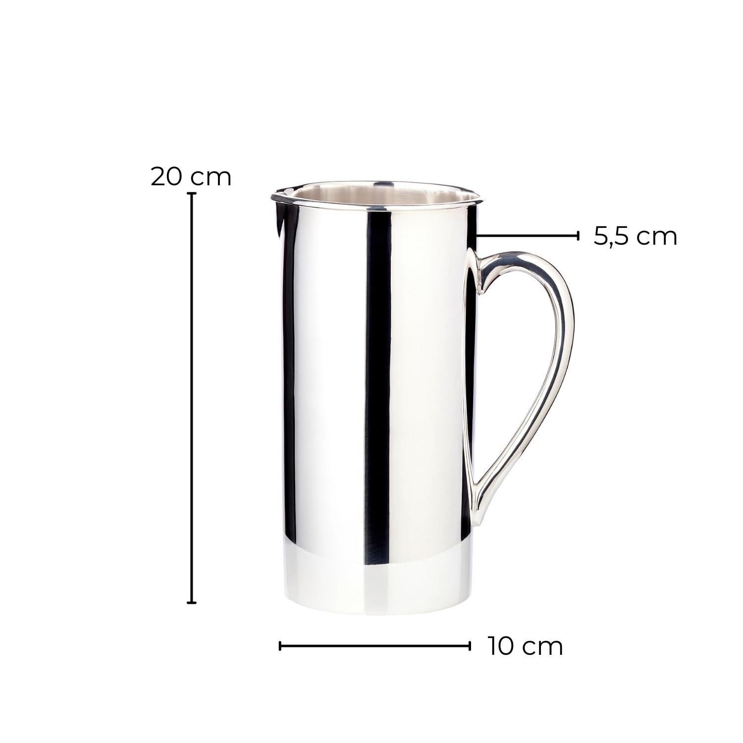 EDZARD Caraffa Santana, altezza 20 cm, elegante argentata, caraffa, brocca