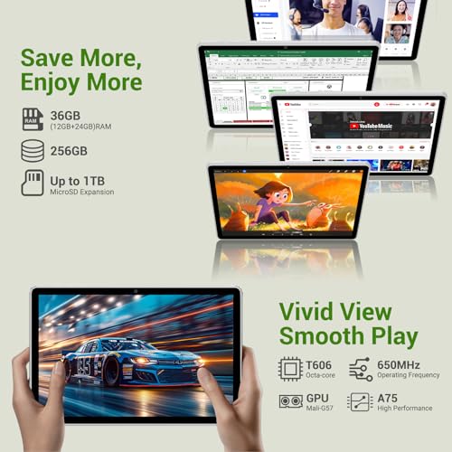 Image of 2025 Tablet 11 inch Android 15 Tablets with Keyboard Stylus Mouse: 2K IPS Tablette (2000x1200), 36GB+256GB(2TB TF)-Gray