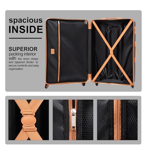 Image of Luggage Sets 5 Piece with Double Spinner Wheels,ABS Hardside Suitcase Sets with TSA Lock,Carry On Luggage Set with Travel Duffle Bag for Women and Men (GREEN)