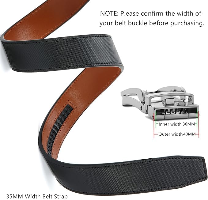 Image of CHAOREN Ratchet Belt Replacement Strap 1 3 /8 inch, Leather Belt Strap for 40MM Slide Click Buckle
