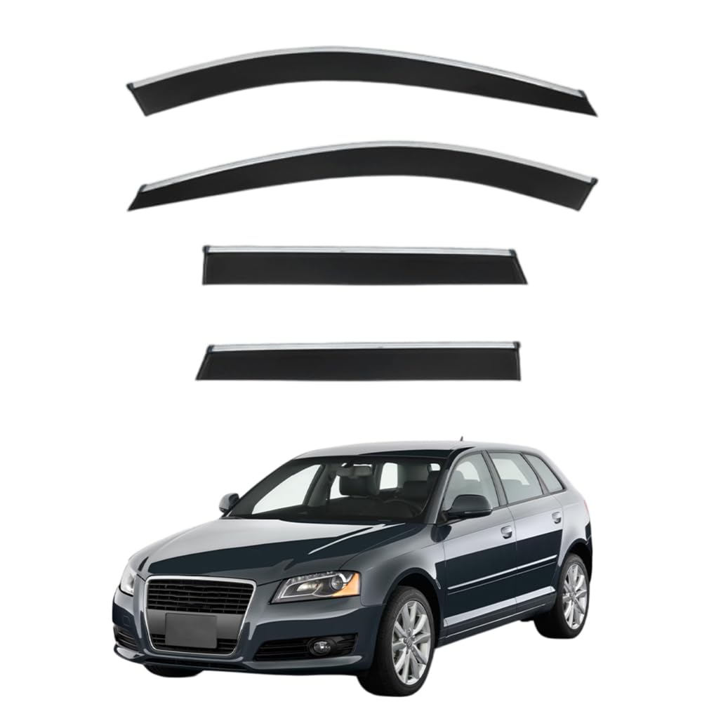 QOEMRHELT 4pc Set In-Channel Wind Deflectors, for A3 Sportback 8P 2004-2012 Window Visors Rain Guards Vent Visors Rain & Sun Protection,Car Accessories