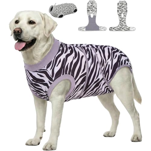 PetWarm Dog Recovery Suit, Dog Surgical Recovery Suit Female and Male, Onesie for Dogs, Spay Neuter Bodysuit for Abdominal Affected Areas Sensitive Skin Areas, Leopard Pattern, Gray, XL