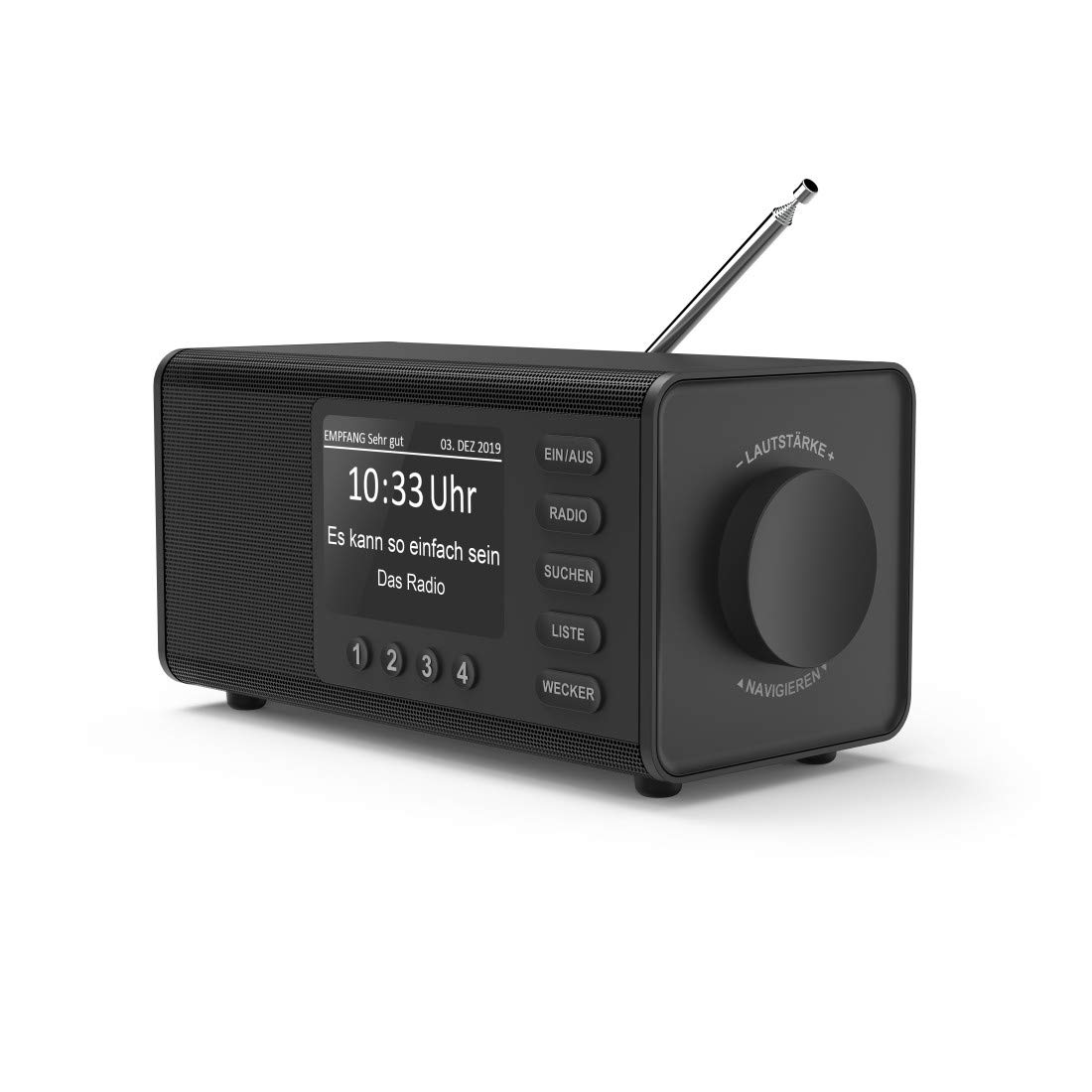 Hama DAB Radio mit DAB+/DAB und FM DR1000DE (Digitalradio mit großem Display, Küchenradio mit einfacher Bedienung, kleines Radio mit großen Tasten, UKW, AUX, 5W, Radiowecker, Seniorenradio) schwarz