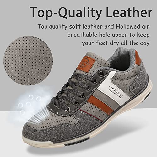 Ax Boxing Mens Casual Shoes Comfortable Pu Leather Fashion Sneakers Breathable Low-Top Walking Shoes(Brown, Size_11.5) #TOP4
