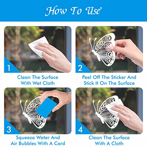 41 Pcs Large Butterfly Window Clings, Double Sided White Butterflies Stickers Reusable Window Decals Bird Alert Static Clings For Door, Window, Glass Decoration, Prevent Bird Strikes (9 Sheets) #TOP6