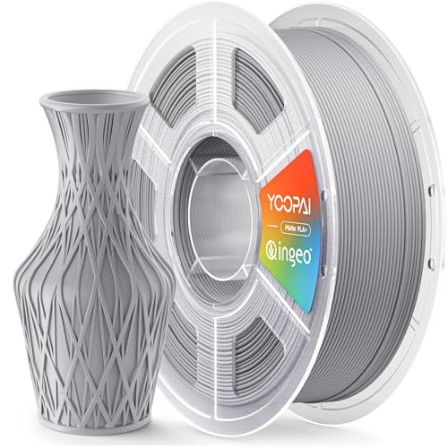 Image of PLA+ Matte Filament 1.75mm, Soft Matte Finish, Reduced Layer Lines, 1KG (2.2lbs) 3D Printer PLA Filament, Dimensional Accuracy + /- 0.02 mm, Nardo Gray