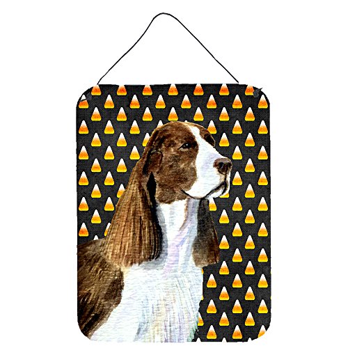Caroline's Treasures SS4306DS1216 Springer Spaniel Candy Corn Halloween Portrait Wall or Door Hanging Prints Aluminum Metal Sign Kitchen Wall Bar Bathroom Plaque Home Decor Front Door Plaque, 12x16, M