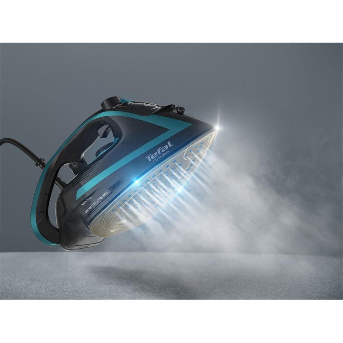 Tefal FV8066 Puregliss Fer à repasser à vapeur, 280 g/min, effet pressing vertical, ouverture de remplissage d'eau, étagère stable, équipement anti-calcaire, système anti-gouttes, arrêt automatique,