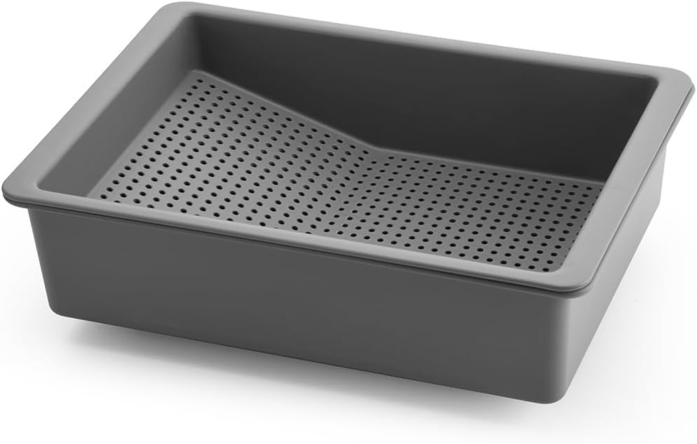 2-in-1 Dish Basin Set For Washing Dishes in Kitchen Sink, With Filter Basket Drain Hole Plug/Stopper,Multi-purpose and Portable Kitchen Cleaning Filter Basin,Plastic(ABS+PP),Gray,Nicmondo