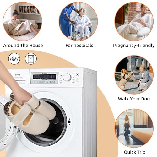 Image of ATHMILE House Slippers for Women Men Indoor Barefoot Slippers Socks Wide Diabetic Shoes Adjustable Soft Slip on House Slippers for Home Bedroom Travel