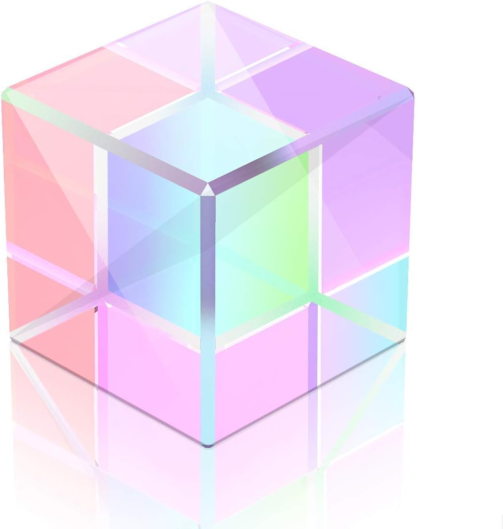 Square Cube Prism,15mm Refractor Crystal Clear Prism Optical Glass Multi-Using for Science Teaching Physical Lessons Window Decoration Light Spectrum Sunlight Reflect Photography