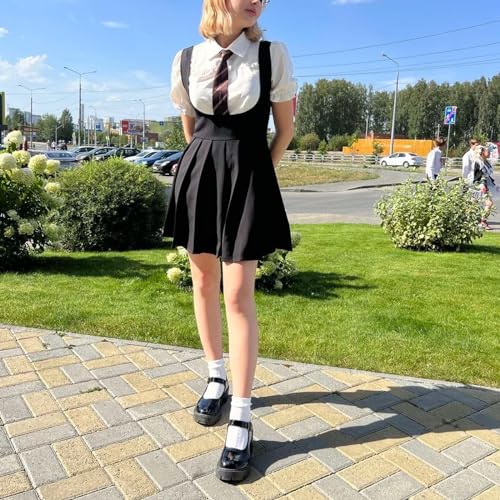 CouieCuies Mary Jane Women Chunky Heel Platform Pumps Buckle School Shoes Black Gothic Shoes3