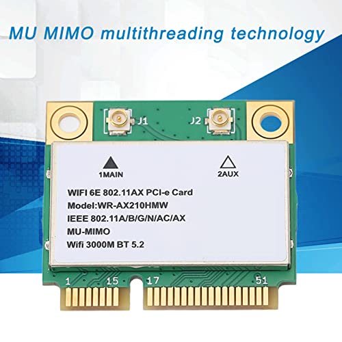 Tarjeta de Red Inalámbrica WiFi 6E Yosoo Health Gear, Adaptador Mini PCIE de Banda Triple (2.4 GHz / 5 GHz / 6 GHz) con Velocidad hasta 5374 Mbps y Bluetooth 5.3 para Laptop miniatura 2