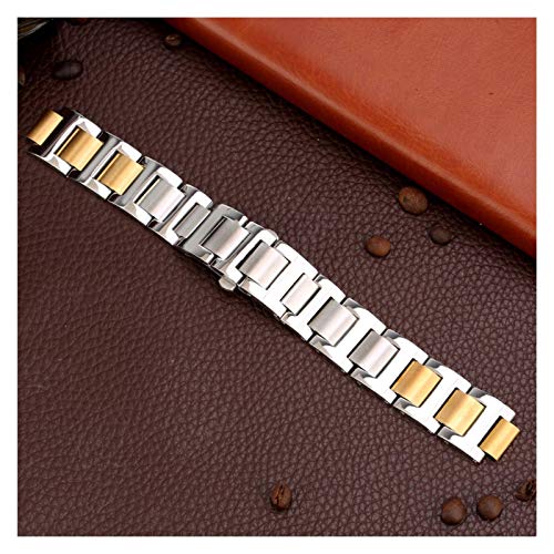 Sangle de montre en acier inoxydable bicolore silver gold avec boucle deployante cachee - 6