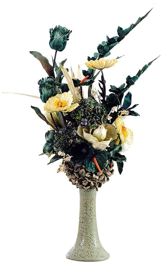 Flor artificial artística con jarrón de resina, flores de plástico para centros de mesa de boda, eventos, regalo de cumpleaños, arreglo de flores falsas flores falsas