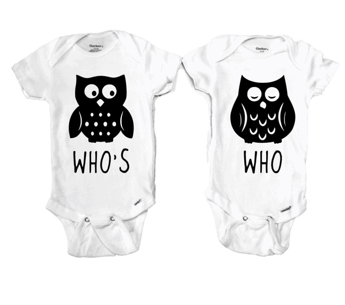 Who's Who, Twin Onesies, Owl Onesie, Owl Twin Onesies