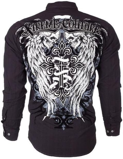 Xtreme Couture Camisa con botones para hombre Affliction Kings Fall