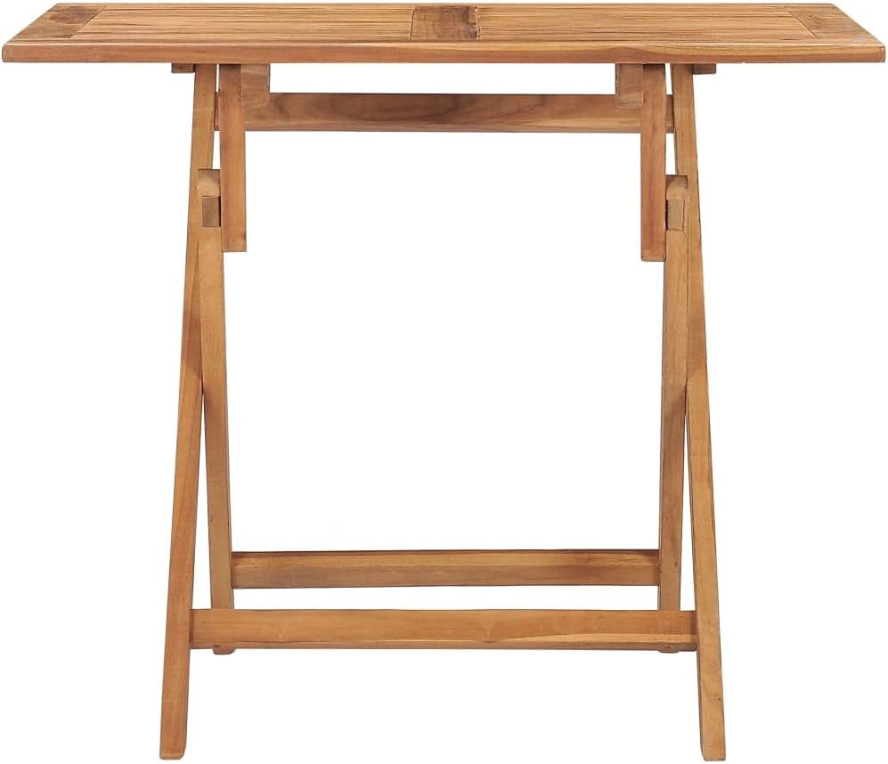 Rustic Patio Coffee Table, Patio Dining Table with Wooden Frame, Outdoor Coffee Side Table for Outside Patio, Folding Patio Dining Table 35.4"x23.6"x29.5" Solid Teak Wood