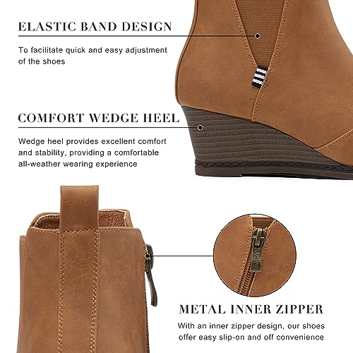 Vepose Women's Chelsea Ankle Boots Wedge Heel Booties Casual Shoes for Women4