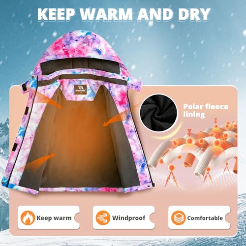 Simplee Kids Girls Waterproof Ski Snow Jacket Fleece Raincoat Colorful Winter Coat Warm Hooded thumb #2
