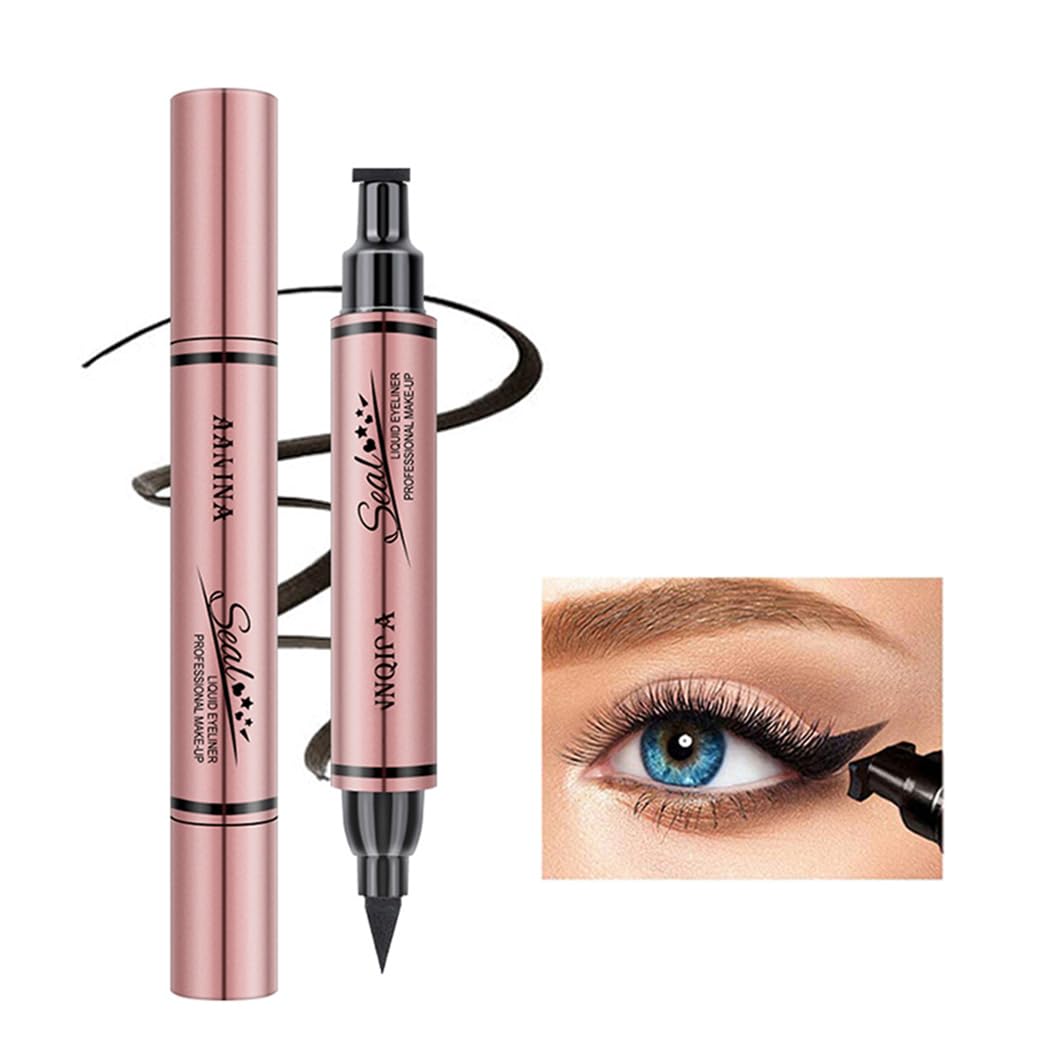 Jumbo Dual Ended Eyeliner High-Capacity Liquid Black Winged Cat Eye Stamp Liner Pen Waterproof Makeup Tool for Women