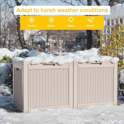 GGYI 31 Gallon Outdoor Storage Box, Waterproof Resin Deck Box with Lockable Lid for Patio Furniture, Pool Accessories, Garden Tools (Brown) - 3