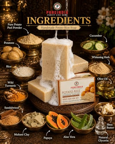Image of Potato Rice Soap for Natural Skin Whitening and Pigmentation, Minimizes Open Pores, Removes Impurities | The Natural Way of Skin Whitening 100-gm Pack of -1