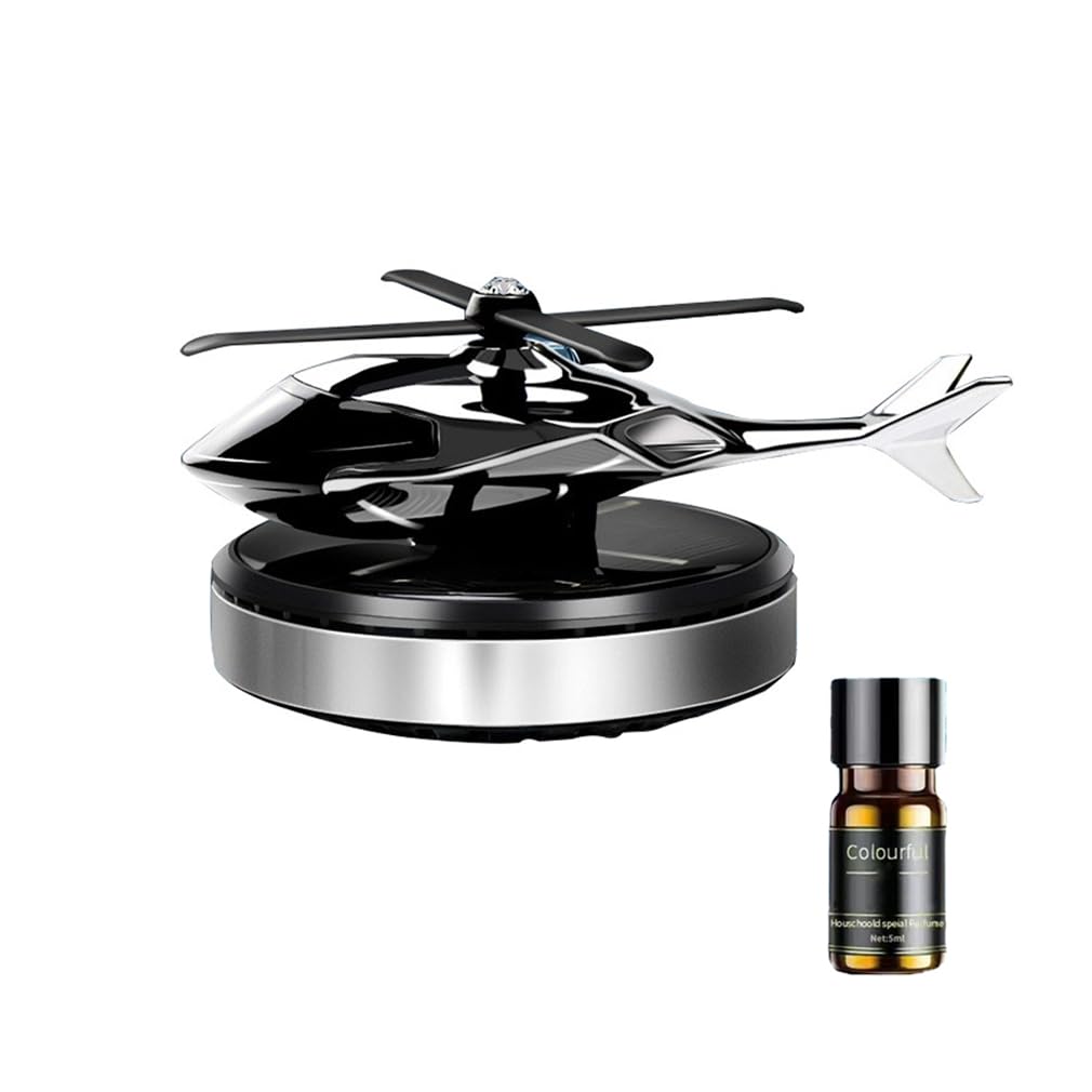 Diffuseur Arômes Solaire Hélicoptère Rotatif - Décoration Voiture Parfum Longue Durée Black