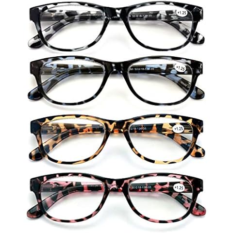 V.W.E. 4 Pairs Women Leopard Meow Reading Glasses - Fashion Clear Lens Readers Demi Tortoise (4 Pairs Assorted, 1.50) Cover