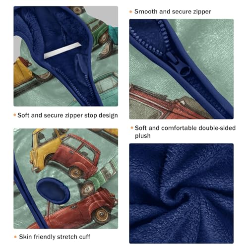 Colorful Cars in Repetitive Pattern Toddler Fleece Jacket Girl Boys Hooded Fleece Jacket Coat Warm3