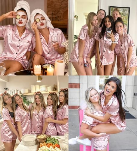 Image of SWOMOG Womens Silk Satin Pajamas Set Short Sleeve Sleepwear Button Down Top and Shorts Loungewear 2 Piece Pjs Set XS-3XL