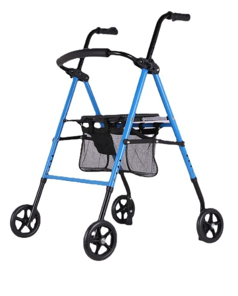 NOBRIM Rollator na 4 kołach z siedzeniem, przednie koła dla osób starszych, dorosłych, z oparciem, torba do przechowywania, regulowana, można pchać i siedzieć