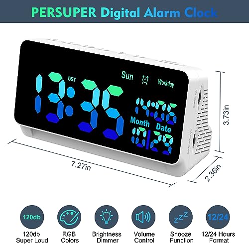 Persuper RGB 010-B 120Db Super Loud Alarm Clock thumb #8