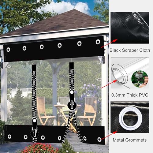 Lona impermeable resistente para exteriores con paneles laterales transparentes 2,7x2 m 4