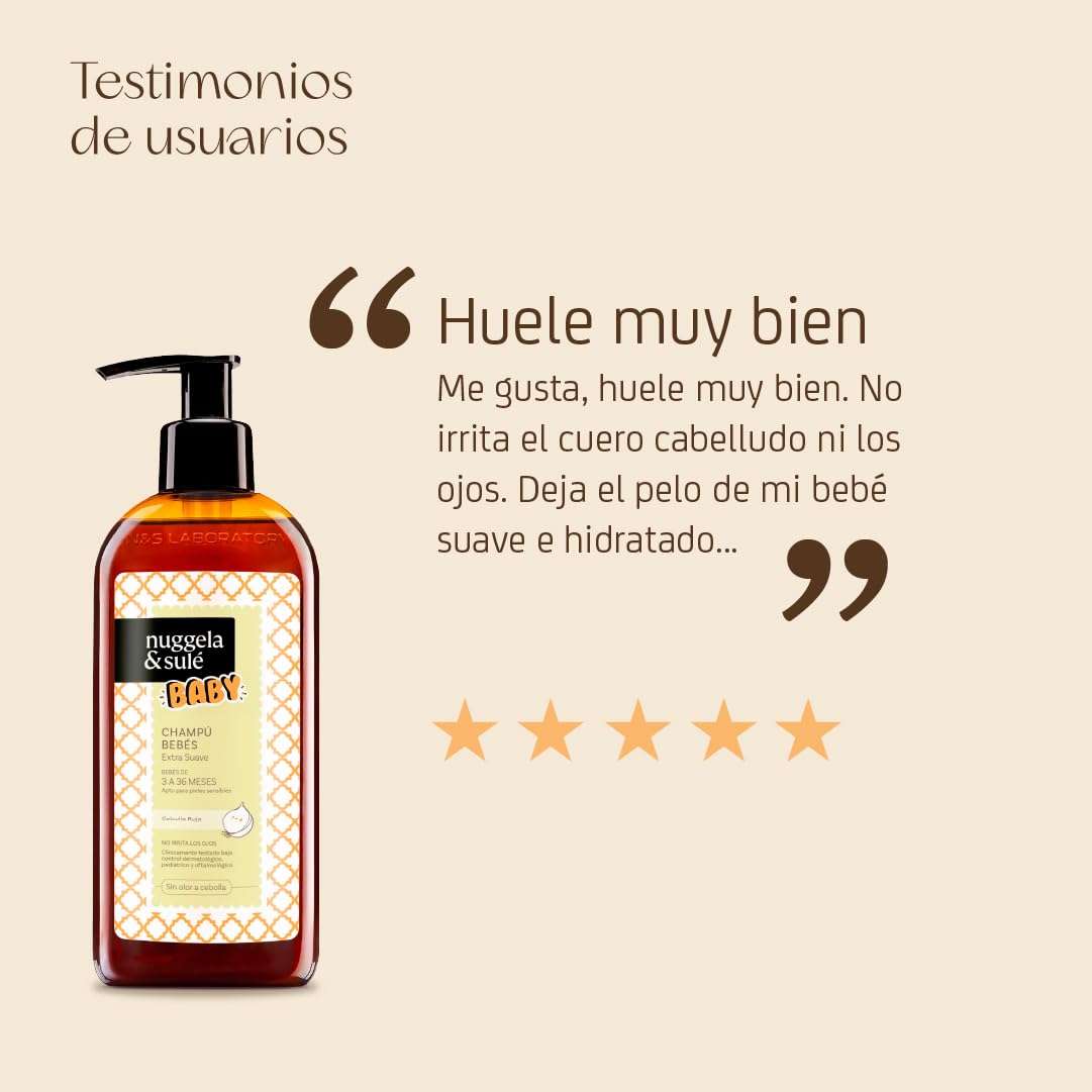 Nuggela & Sulé Champú BABY - Extra Suave. Bebés de 3 a 36 meses. Extracto de Cebolla Roja y Vitamina E. No irrita los ojos. Línea Infantil. 1 x 250 ml