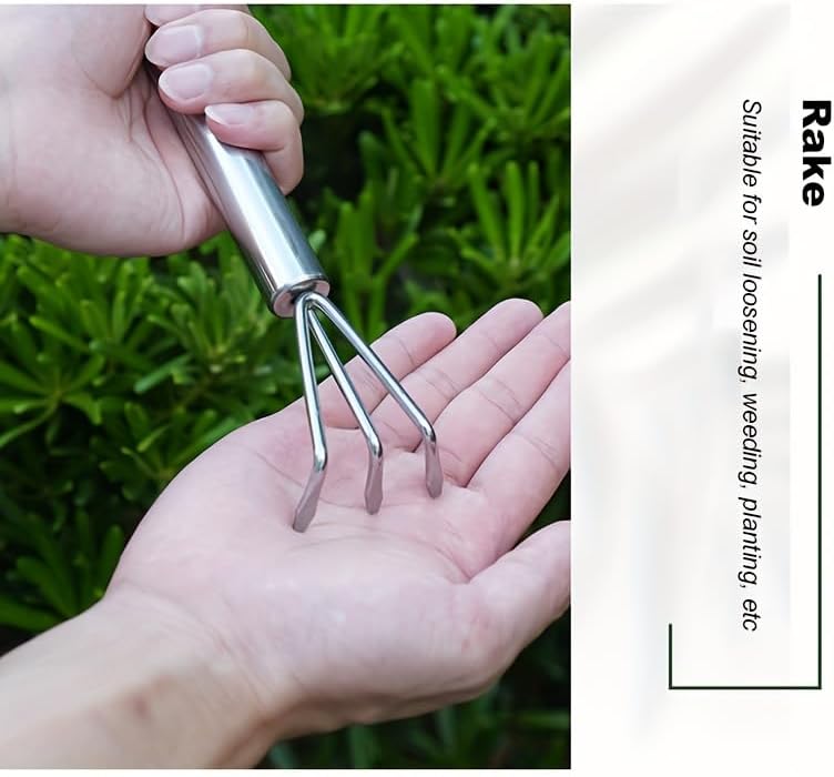 Miniatura 7 de Generic Juego de herramientas de jardín de aleación de aluminio 3 en 1, 3 unidades, plateado, ligero y resistente, asas ergonómicas, ideal para