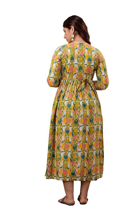 Image of Women's Pure Cotton All Over Printed Maternity Feeding Kurti | All Over Print Maternity Gown