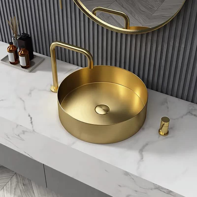 Weibath Gold Round Vessel Sink Stainless Steel Bathroom Sink Luxury Wash Sink for sale Katy